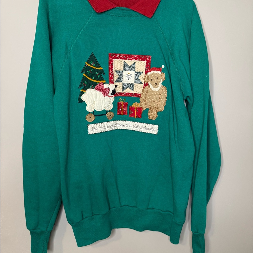Vintage Embroidered Christmas Sweater, Made in USA